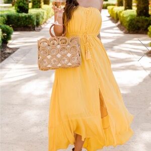 Pink Lily Golden Yellow midi dress